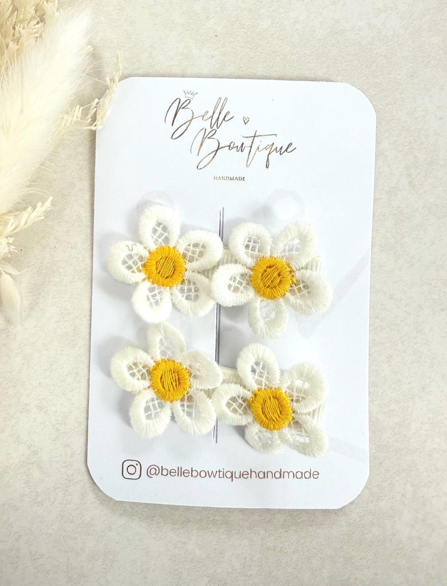 A pair of flower fringe lined clips - mini clips - Hair clips for girls - small clips - toddler hair clips - baby hair clips - fully lined