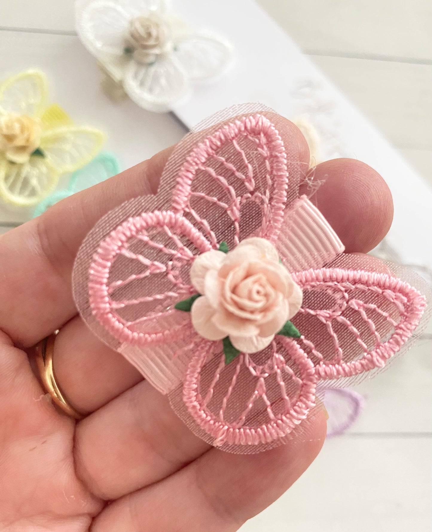 Lace Butterfly Fringe Clips