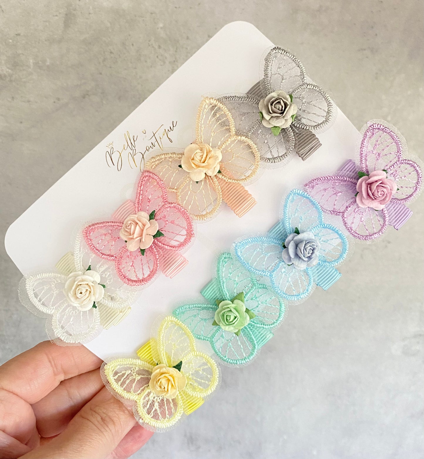 Lace Butterfly Fringe Clips