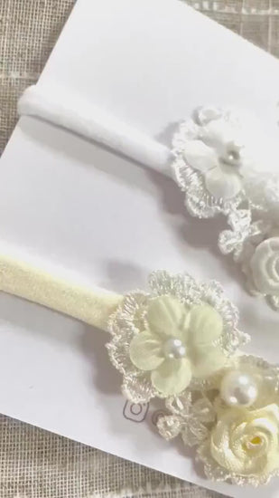 baby christening headband | newborn gift | white lace headband | Ivory Cream headband | baby gift-| Baptism headband | christening headband