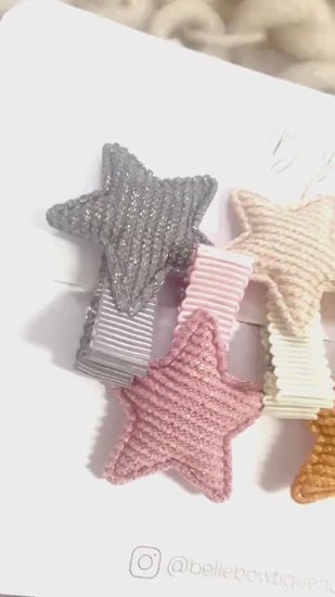 Fully Lined Ribbon Star Rainbow Fringe Clips Pack of 6 - Small Clips - Soft Mini Clips - Baby Hair Clips - Toddler Hair Clips