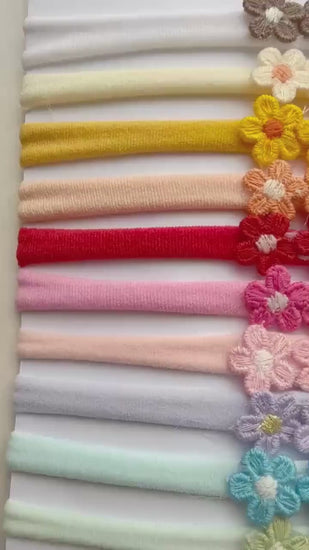 Crochet Flower Baby Headband – Soft Stretchy Headband One Size Newborns, Toddlers to Adult