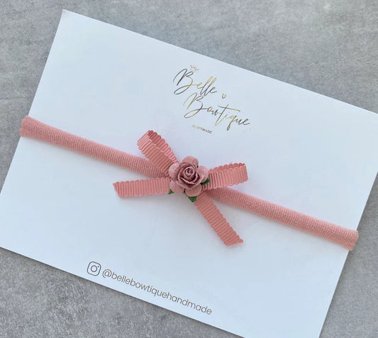 Pink Newborn Rose Bow Headband
