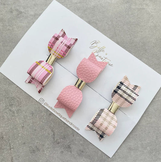 Tartan Pink Hair Bows
