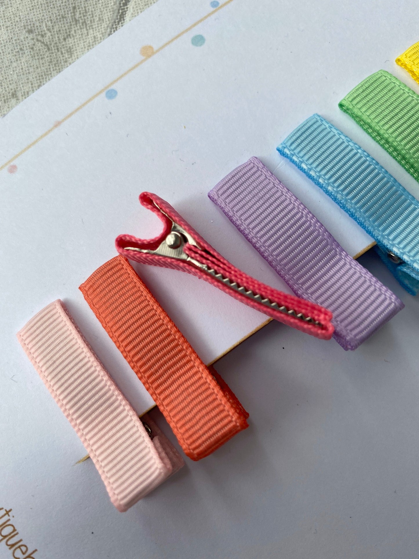 Rainbow ribbon fringe clips pack of 7 - toddler clips - baby hair clips - small ribbon clips