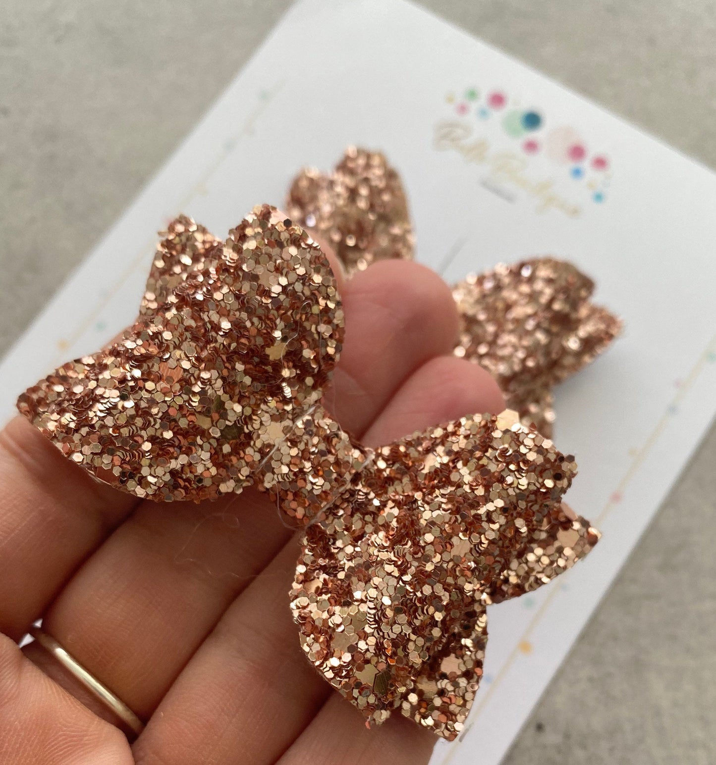 Rose Gold Bow Clips - Hair Clips - Pigtail Clips - Piggy Bow - Fringe Clips - Glitter Clips- Baby Bows - Hair Clips - Girls Hair Accessories