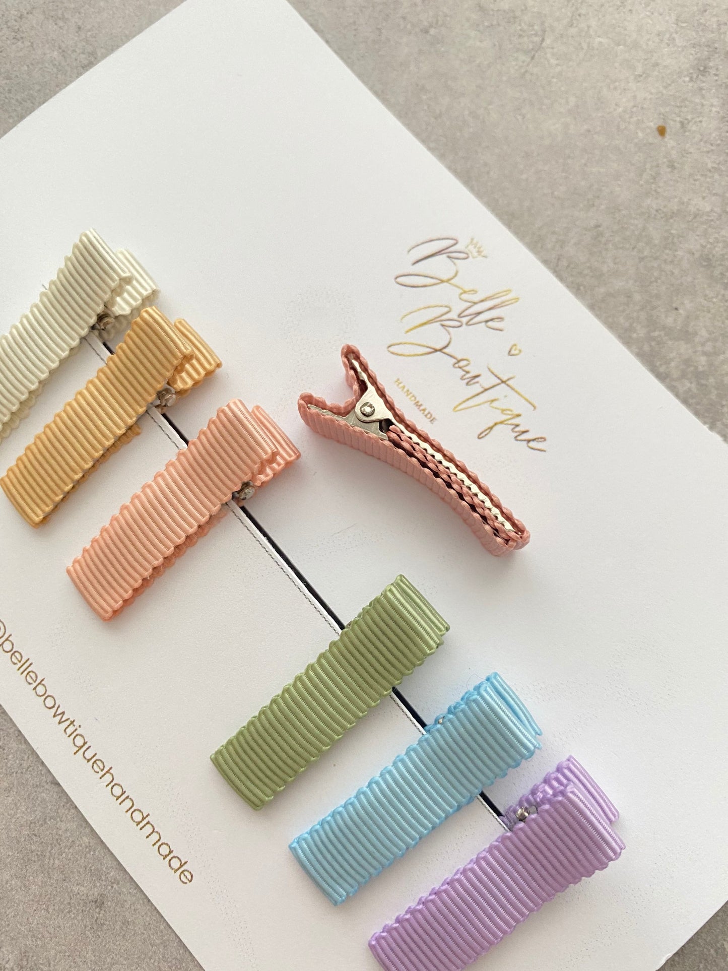 Fully Lined Ribbon Fringe Clips Pack of 7 - Small Clips - Mini Clips - Clip Pack - Baby Hair Clips - Toddler Hair Clips