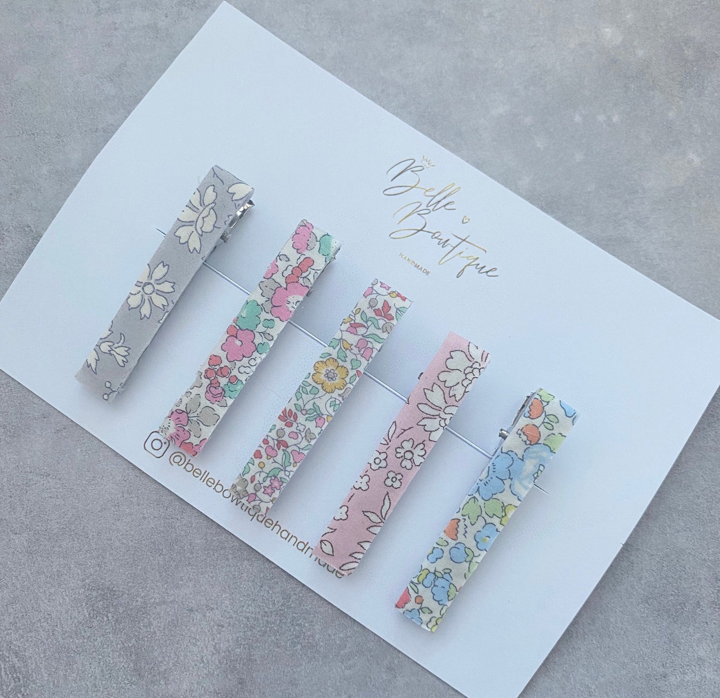 Liberty Collection | Pack of 5 Liberty of London Hair Fringe Clips |  Floral Clips for girls | Handmade Girls hair clips