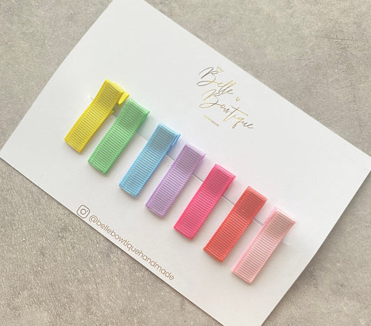 Rainbow ribbon fringe clips pack of 7 - toddler clips - baby hair clips - small ribbon clips
