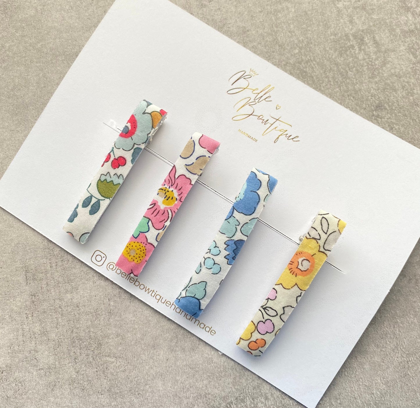 Liberty Collection | Pack of 4 Liberty of London Hair Fringe Clips | Floral Clips for girls |Handmade hair clips | Pinks | Betsy Tana Fabric