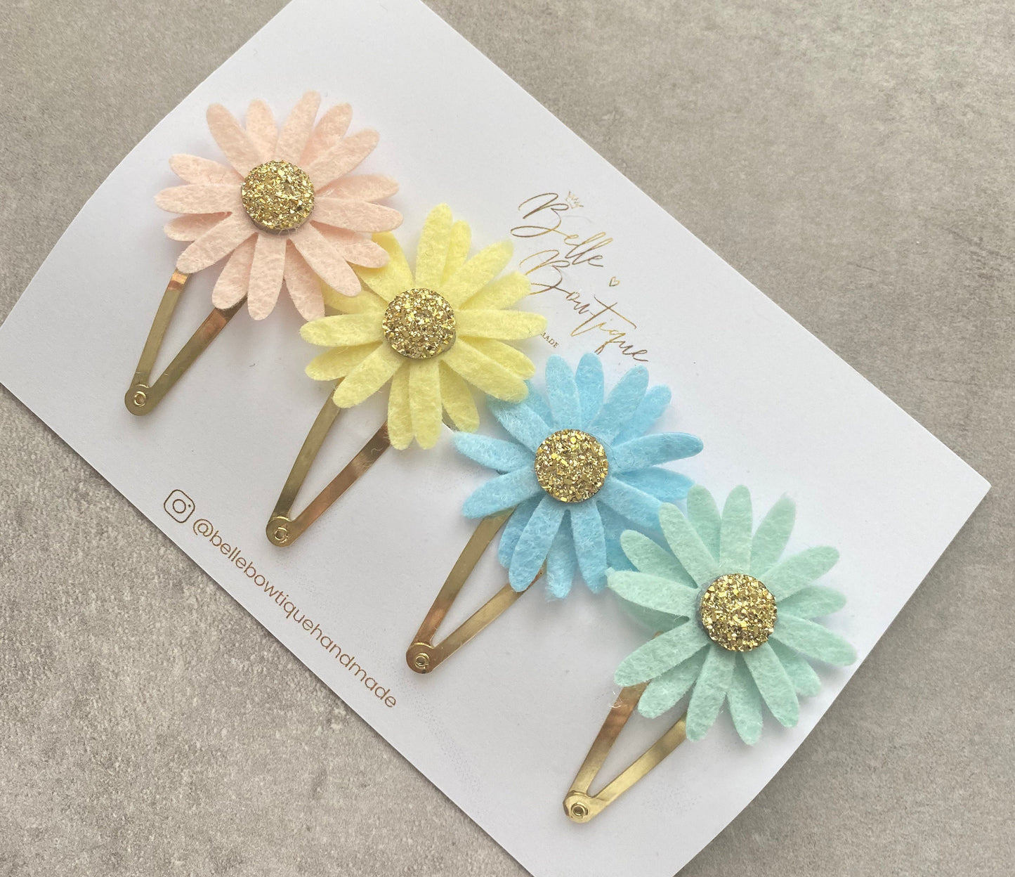 Daisy Flower Snap Hair Clips - Pigtail Clips - Piggy Bow - Fringe Clips - Christening - Baby Hair Clips - Girls Hair Accessories