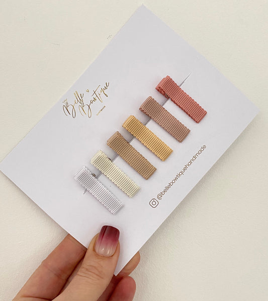 Nude Shades Ribbon Lined Fringe Clips