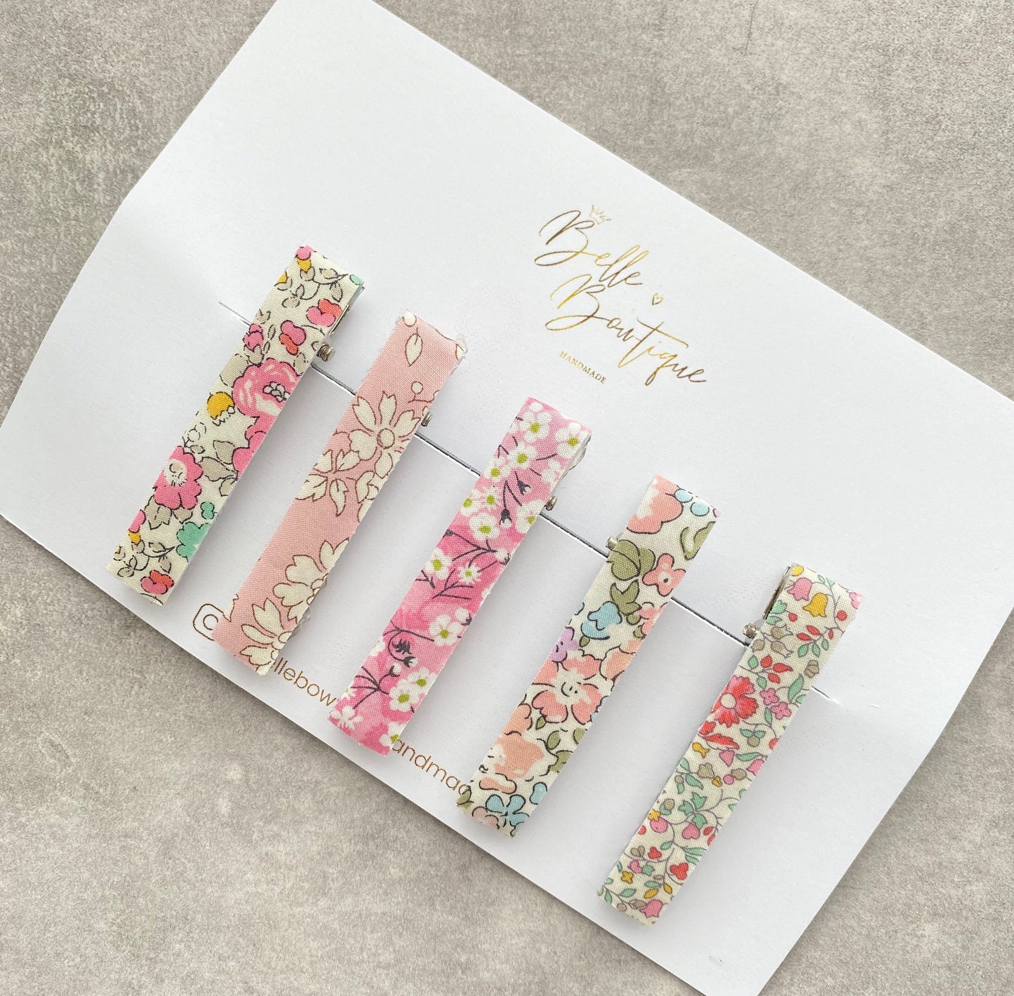 Liberty Collection | Pack of 5 Liberty of London Hair Fringe Clips | Floral Clips for girls |Handmade hair clips | Pinks | Betsy Ann Fabric