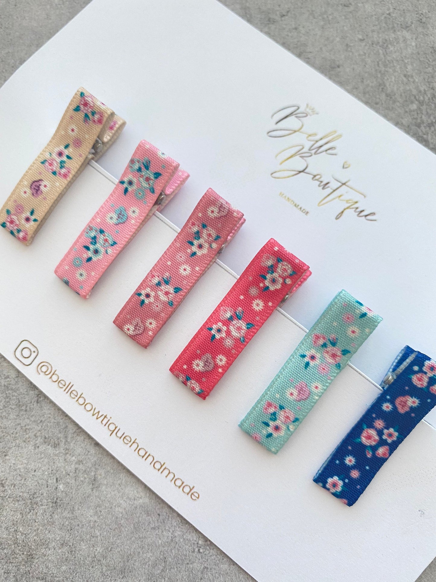Floral Ribbon Fringe Clips Pack of 6 - Small Clips - Mini Clips - Clip Pack - Baby Hair Clips - Toddler Hair Clips