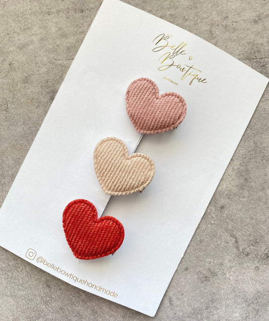 SINGLE Fabric Heart fringe clips