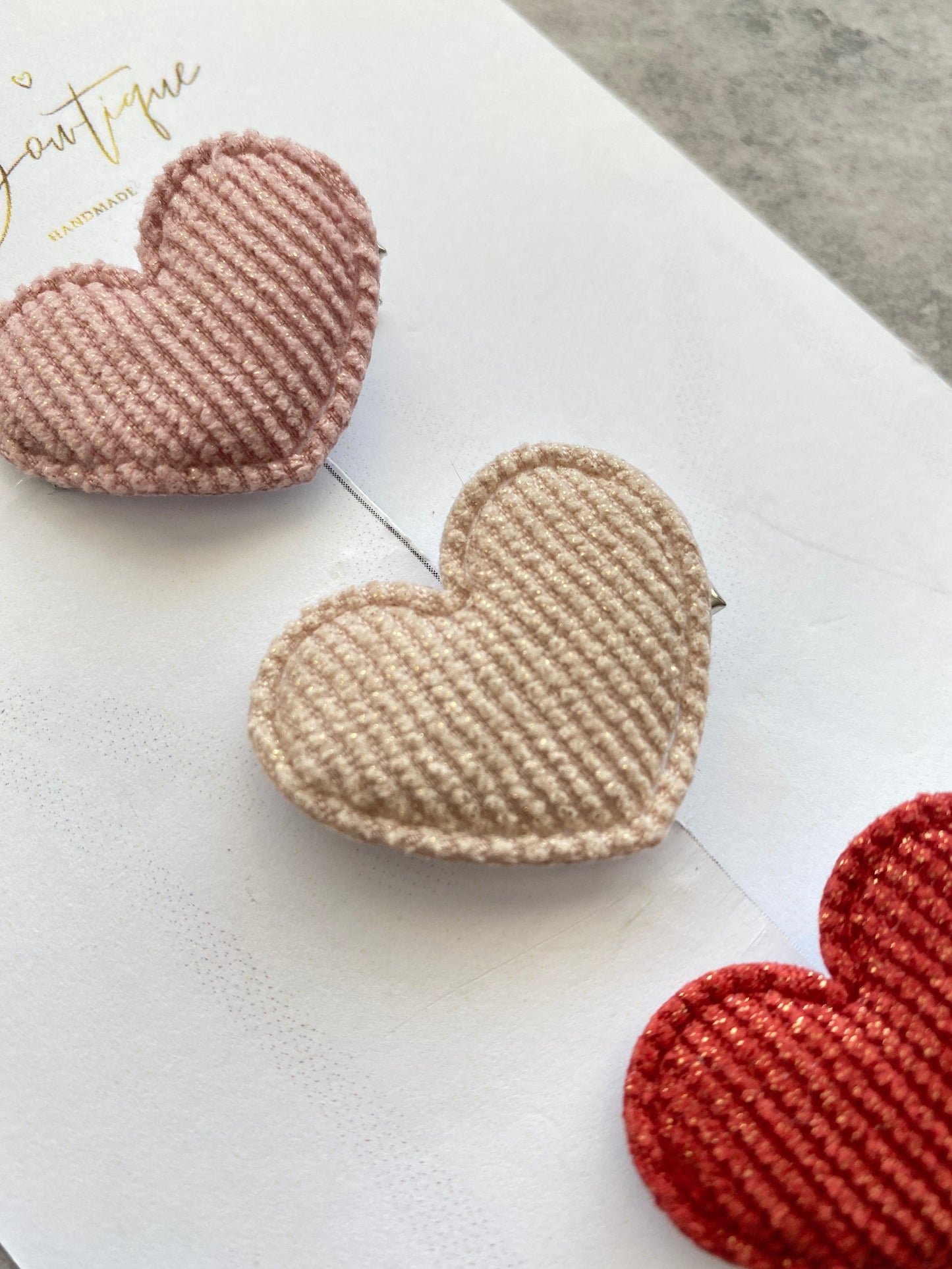SINGLE Fabric Heart fringe clips - small clips - mini clips - Hair clips for girls - small clips - toddler hair clips - baby hair clips