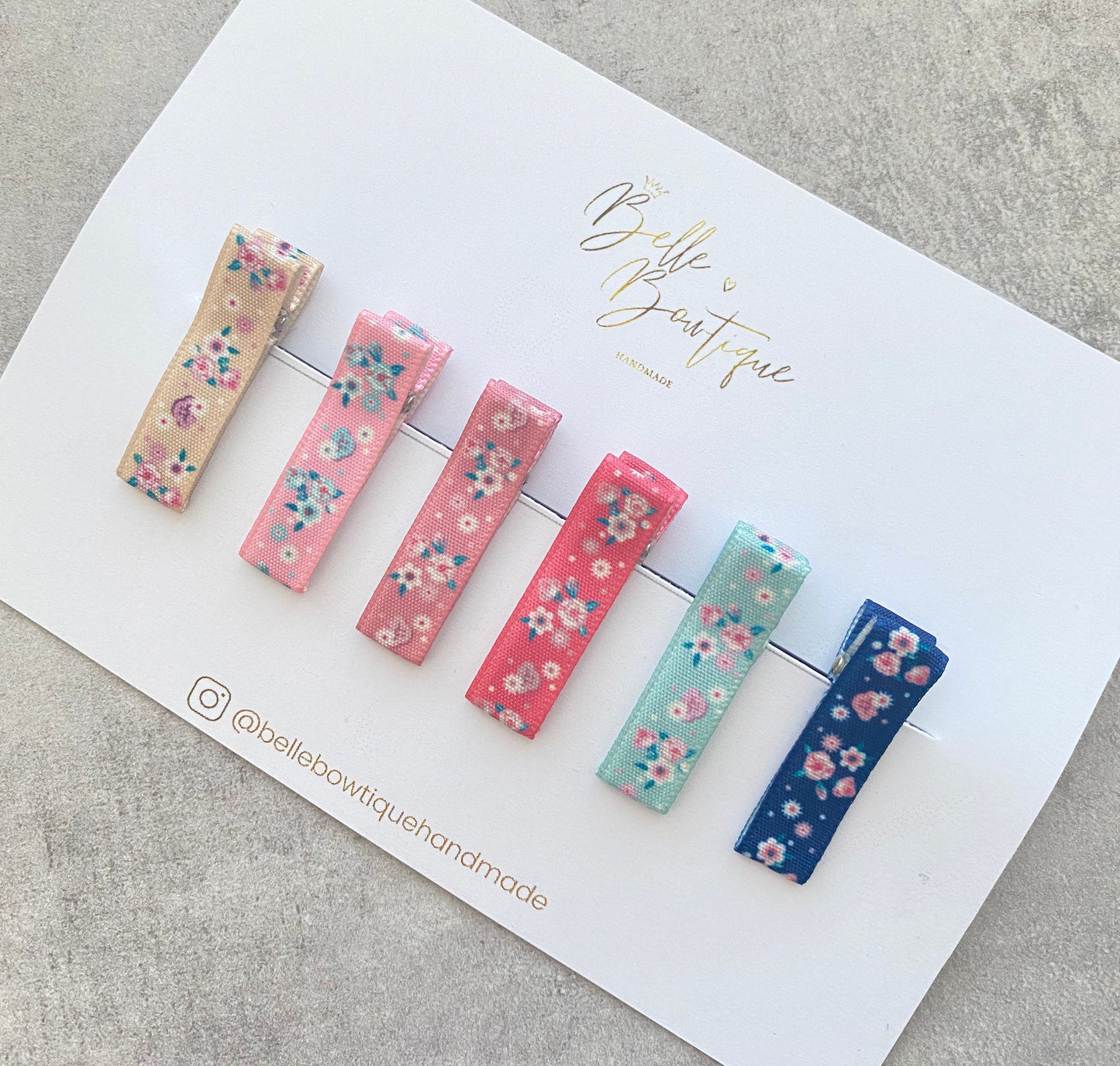 Floral Ribbon Fringe Clips Pack of 6 - Small Clips - Mini Clips - Clip Pack - Baby Hair Clips - Toddler Hair Clips