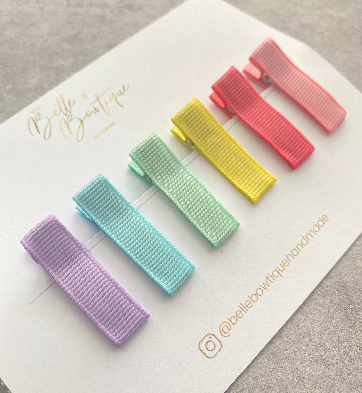 Rainbow Ribbon Fringe Clips Pack of 6 - - Small Clips - Mini Clips - Clip Pack - Baby Hair Clips - Toddler Hair Clips - Lined hair clip