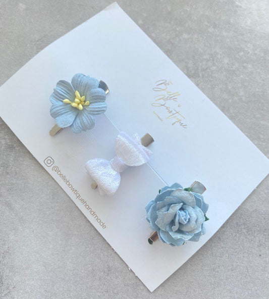 Fringe Clip - Mulberry Flower Hair Clips - Pigtail Clips - White Bow - Fringe Clips - Baby Gift - Hair Clips - Girls Hair Accessories