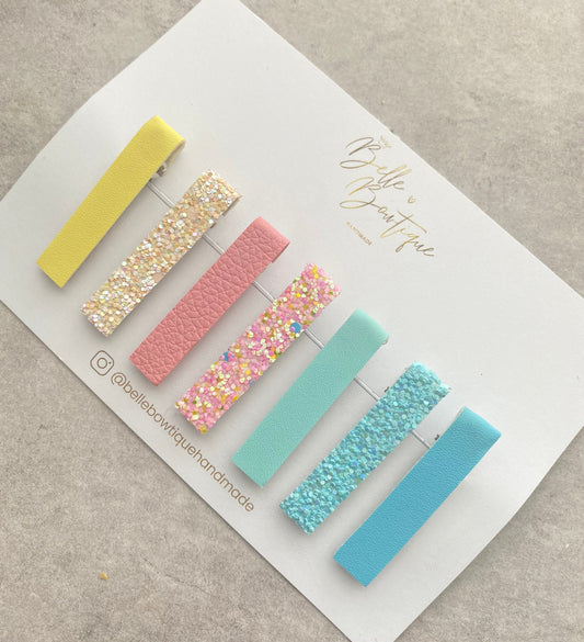 Girls Hair Clip Barrette Pack of 7 Rainbow Glitter Fringe Clips Glitter Clip Girls Clips Birthday Gift