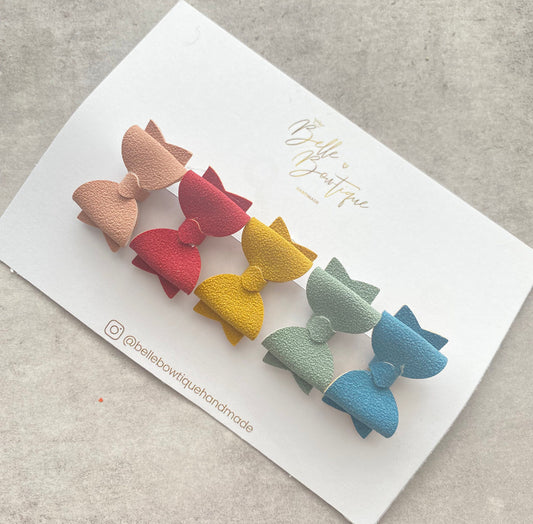 Mini Bow fringe clips - small clips - mini clips - Hair clips for girls - suedette - toddler hair clips - baby hair clips - Autumn Colours