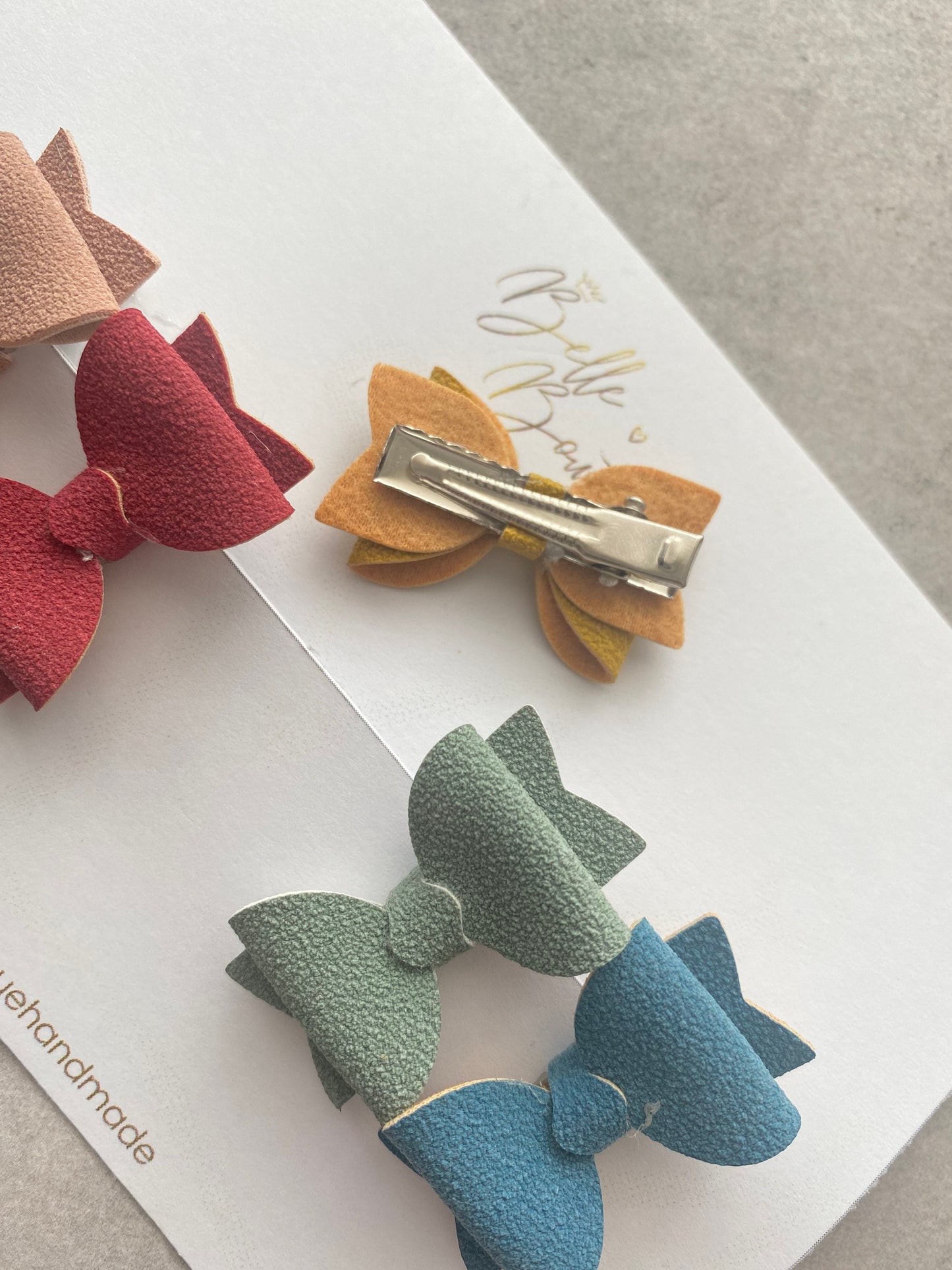 Mini Bow fringe clips - small clips - mini clips - Hair clips for girls - suedette - toddler hair clips - baby hair clips - Autumn Colours