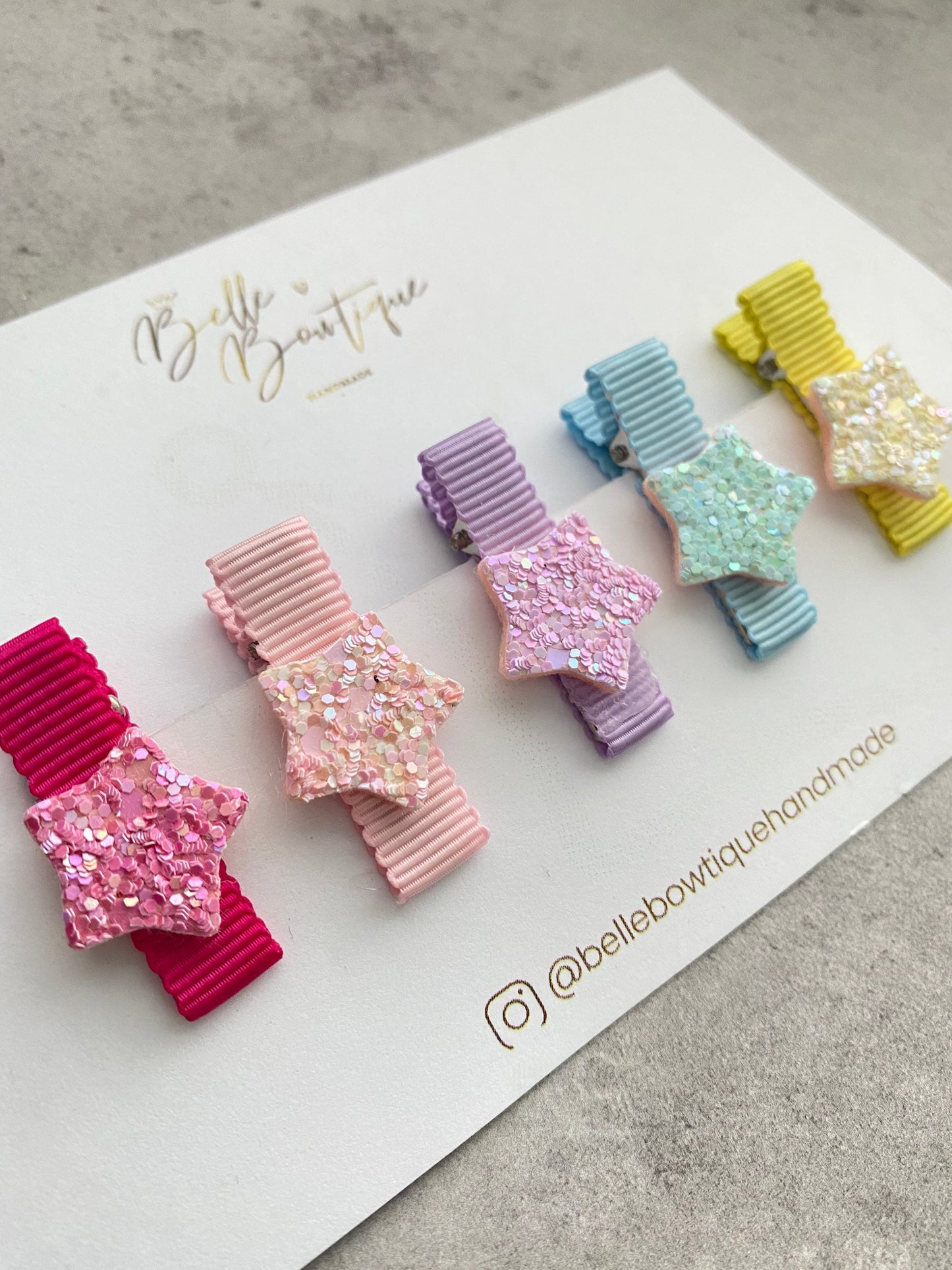 SINGLE Rainbow Star Ribbon Fringe Clips Pack of 5- Small Clips - Mini Clips - Baby Hair Clips - Toddler Hair Clips - Lined hair clip