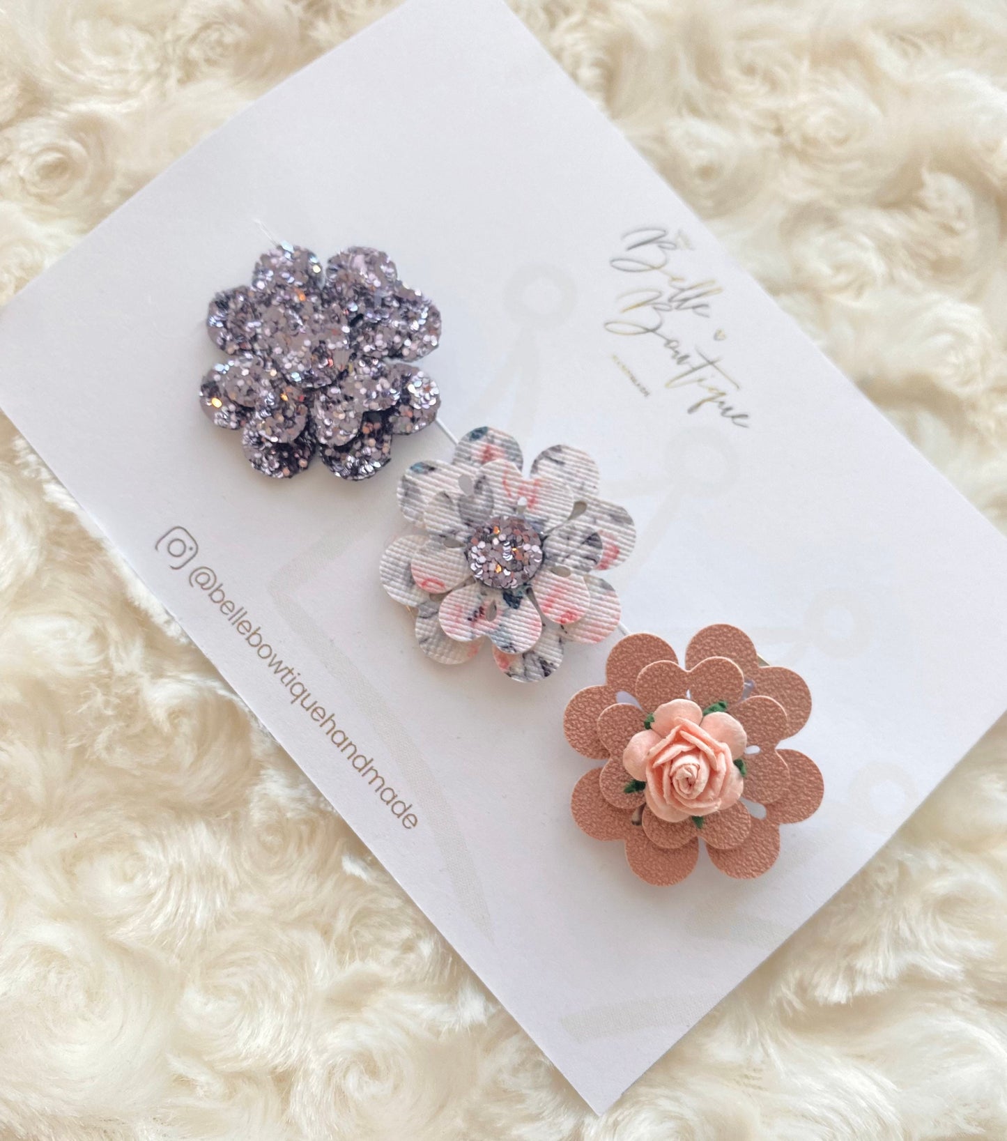 Flower Mini fringe clips - small clips - mini clips - Hair clips for girls - small clips - toddler hair clips - baby hair clip - pink flower