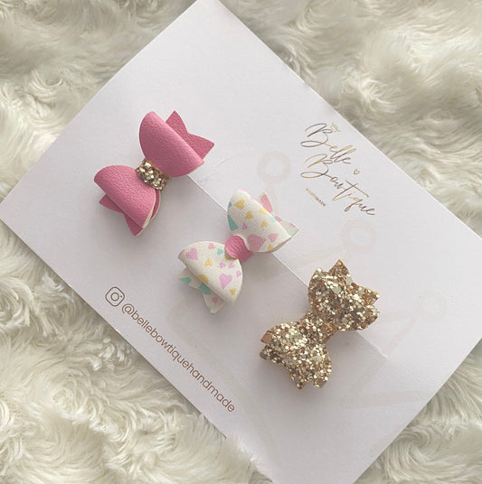 Mini Bow fringe clips - small clips - mini clips - Hair clips for girls - small clips - toddler hair clips - baby hair clips - Gold Silver