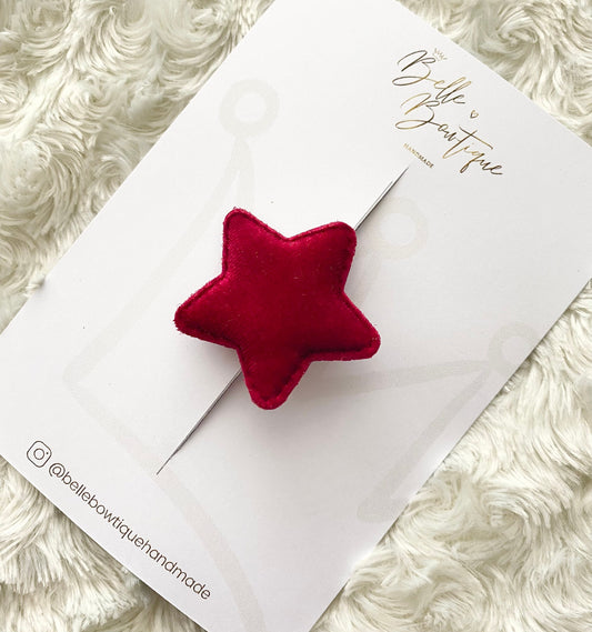 Star fringe clip- small clips - red star clips - Hair clips for girls - small clips - toddler hair clips - baby hair clips - red clip