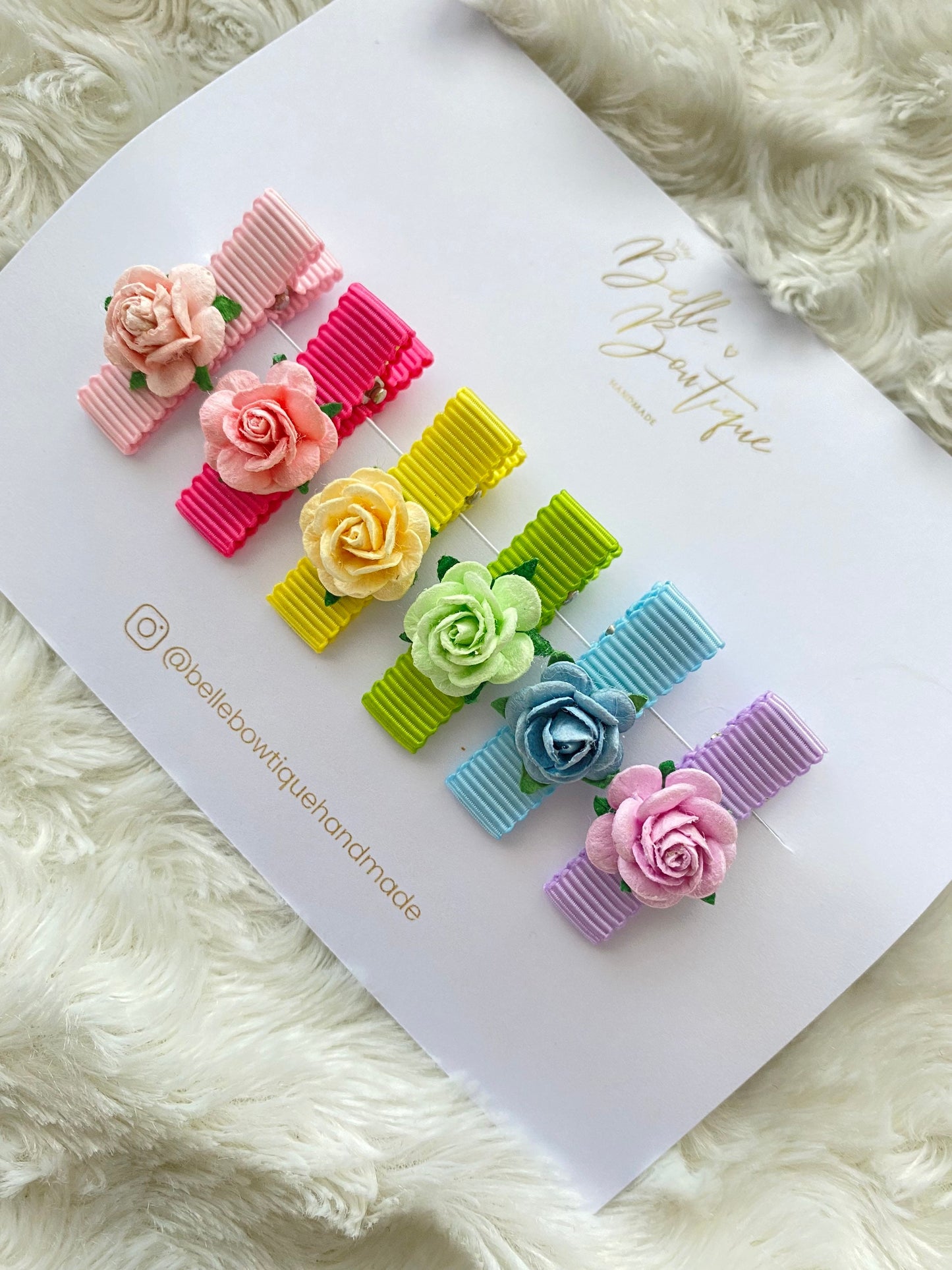 Rainbow Flower Fringe Clip | Mini Clips | Flower Clip | Fringe Clip | Baby Hairclip | Baby girl gift | Flower Hair Accessories