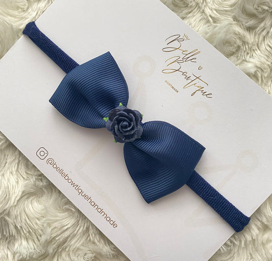 Navy Blue Newborn Flower Headband | Navy blue Roses | Newborn Gift | Navy Blue and Baby Girl Headband | Newborn Headband