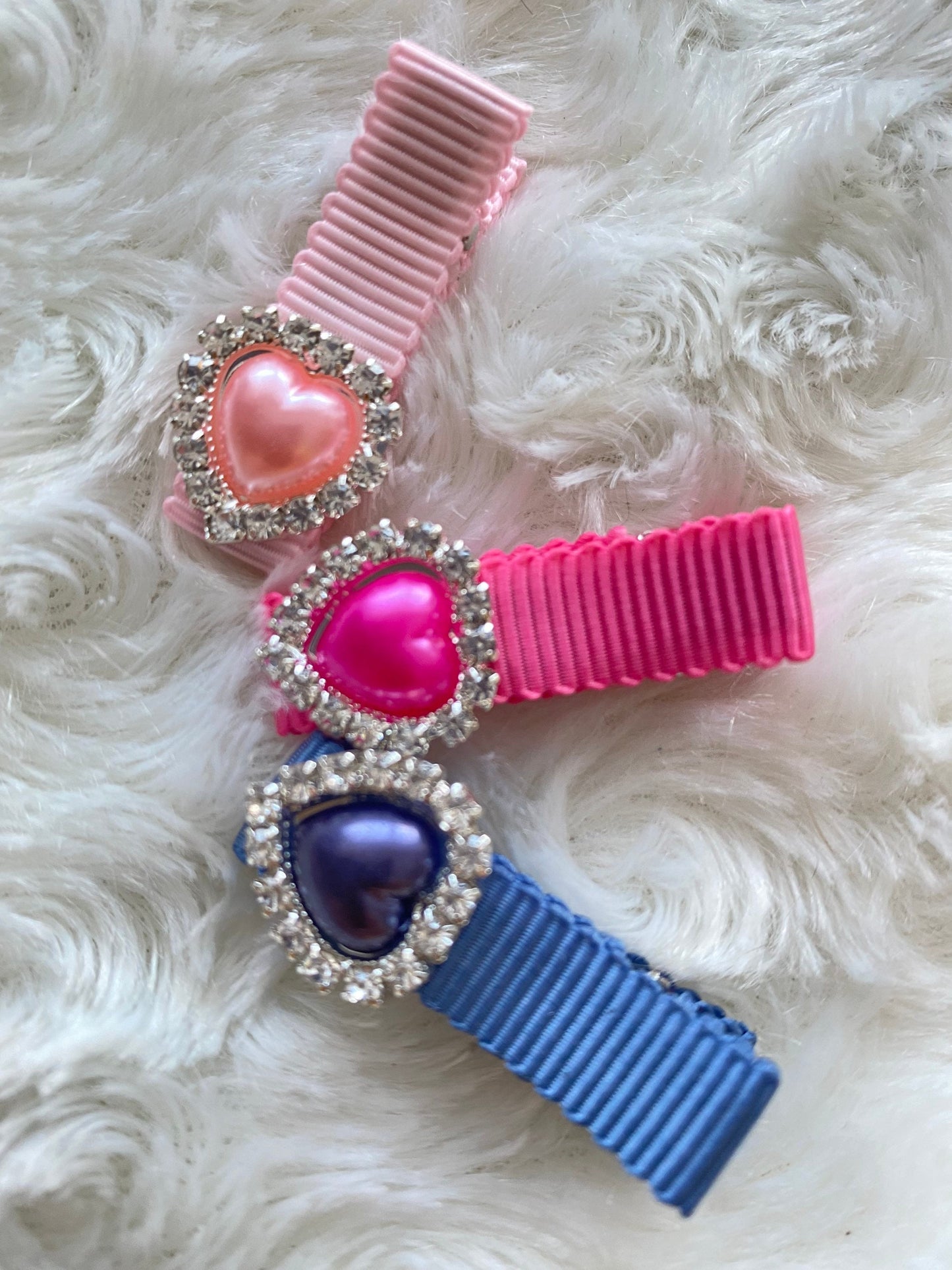 Rainbow Heart Ribbon Fringe Clips Pack of 9 Small Clips - Mini Clips - Clip Pack - Baby Hair Clips - Toddler Hair Clips - Lined hair clip