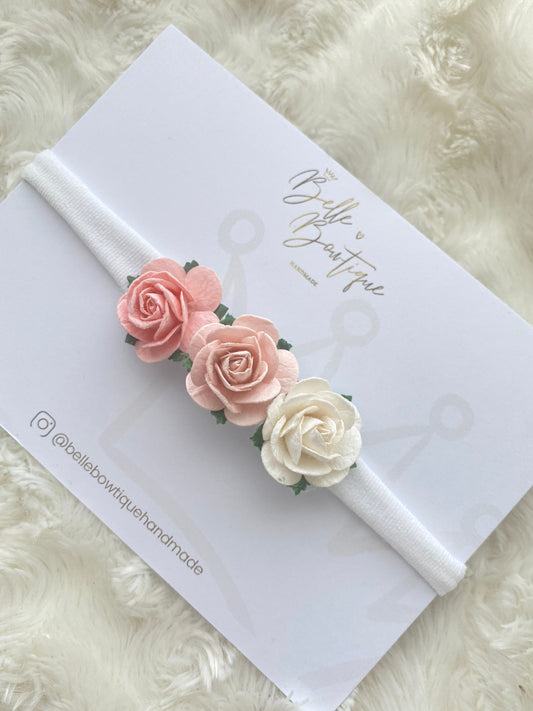 Pink newborn headband -newborn baby gift - flower rose headband - pink headband - baby gift- mulberry flower crown