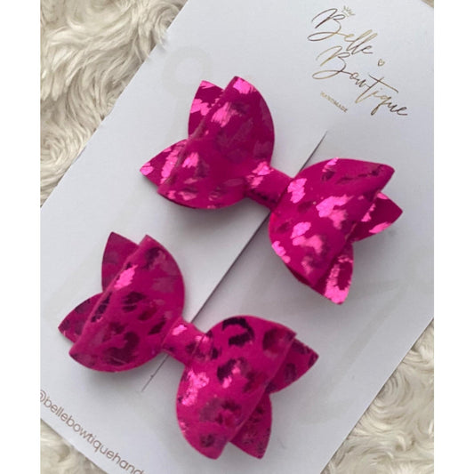 Animal Print Bow - Pink