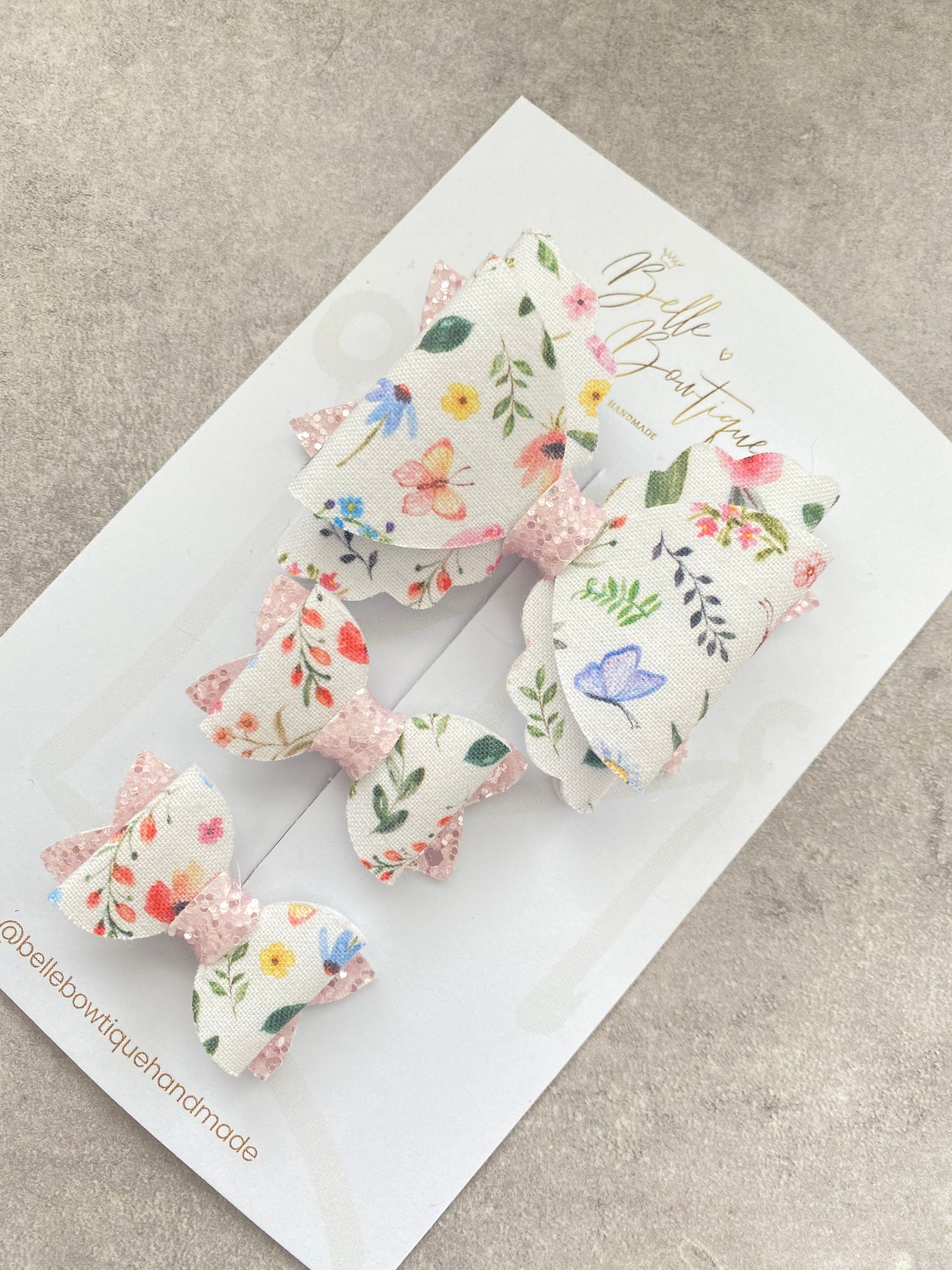 Floral multi loop bow and mini bow set