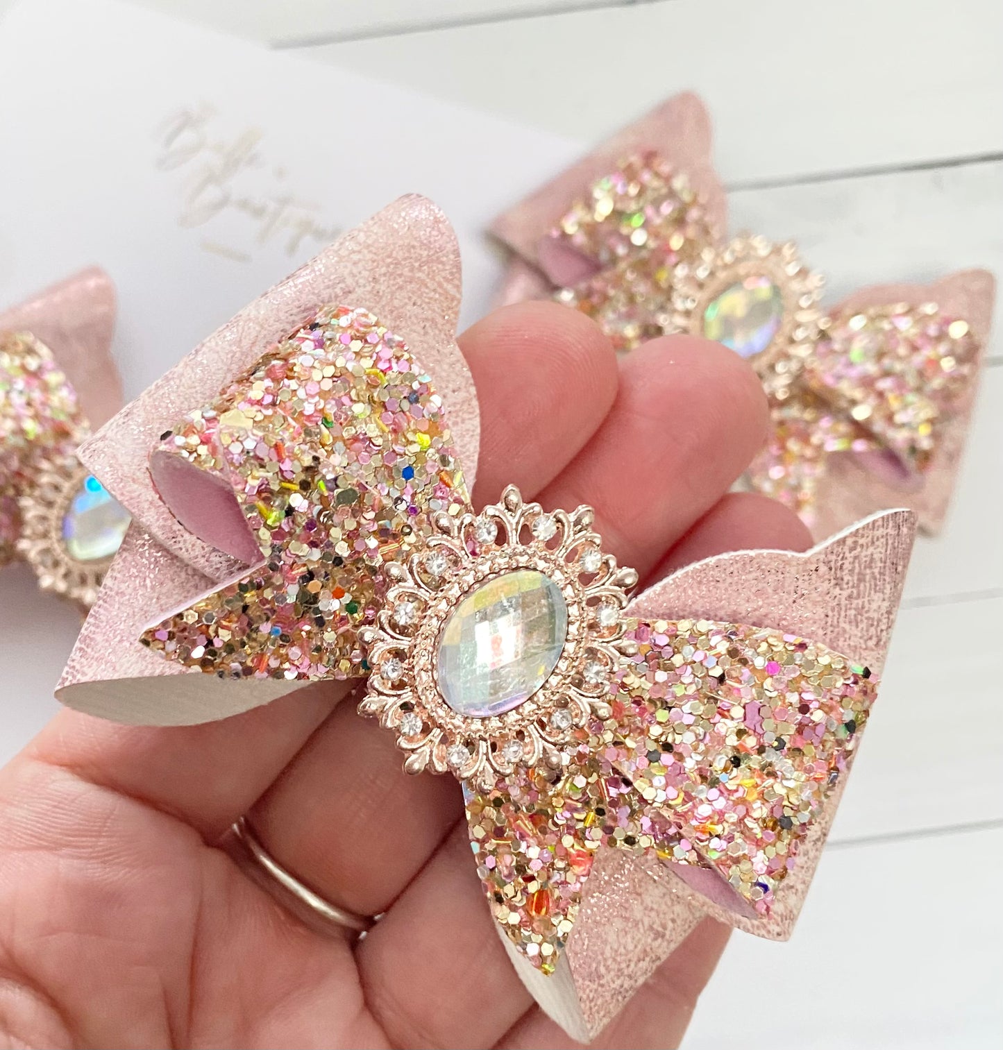 Pink Glitter Jewel Bow