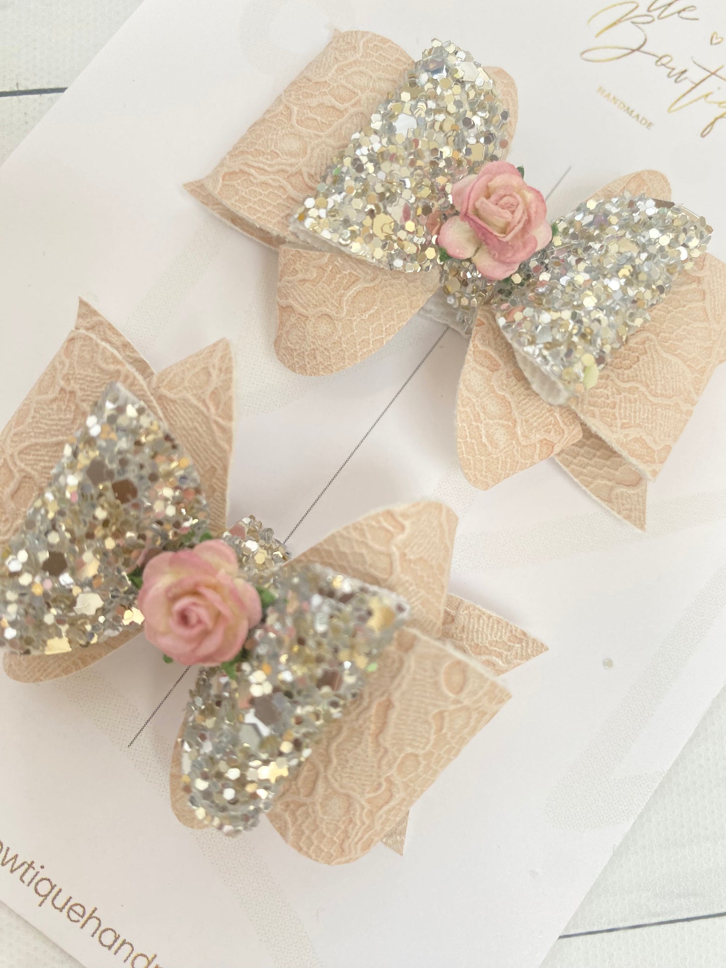 Blush and Silver Double Bow