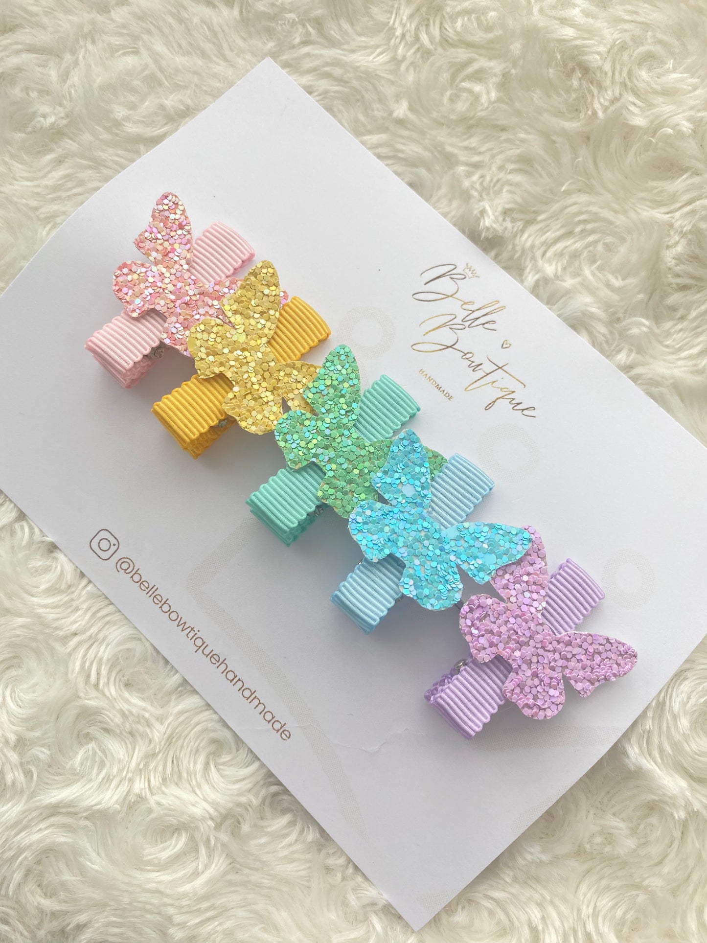 Butterfly Lined Fringe Clips -Pastels