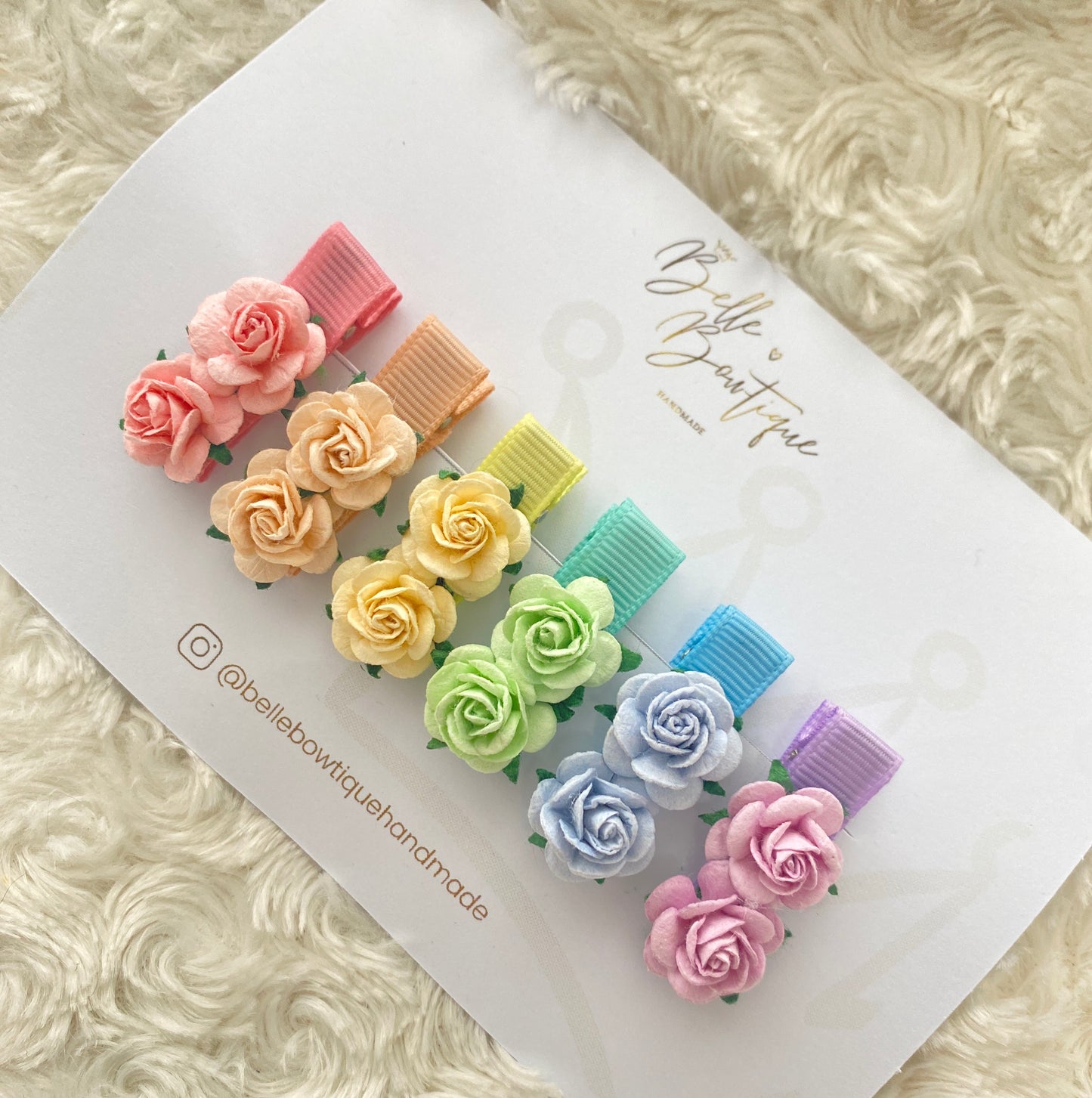 Fully Lined Ribbon Fringe Clips with flowers