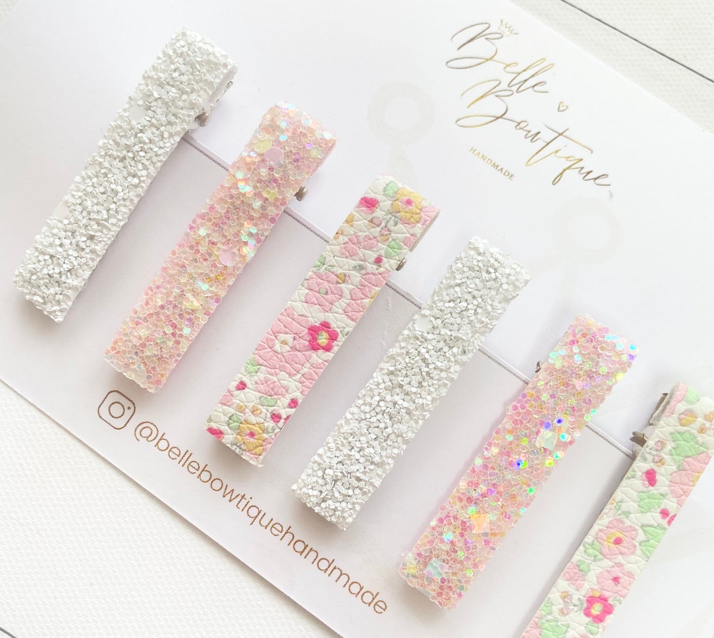 Pink and White Bar Clip Set