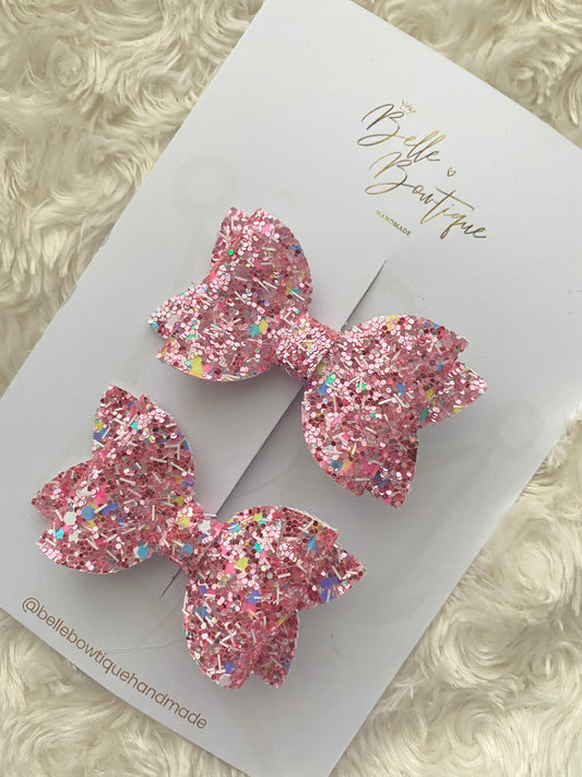 Glitter Pink Clips 2.5 inch
