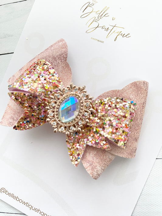 Pink Glitter Jewel Bow