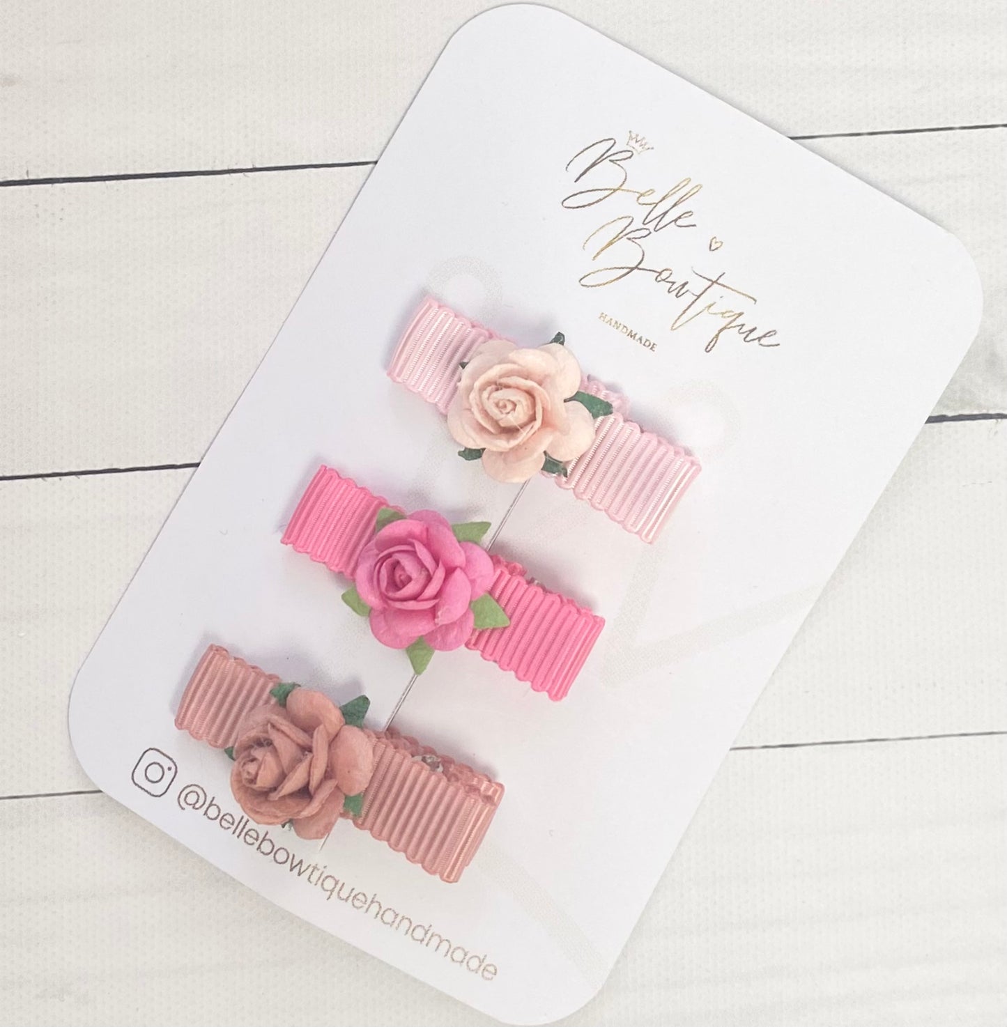 Pink Flower Fringe Clip | Mini Clips | Flower Clip | Fringe Clip | Baby Hairclip | Baby girl gift | Pink Hair Accessories
