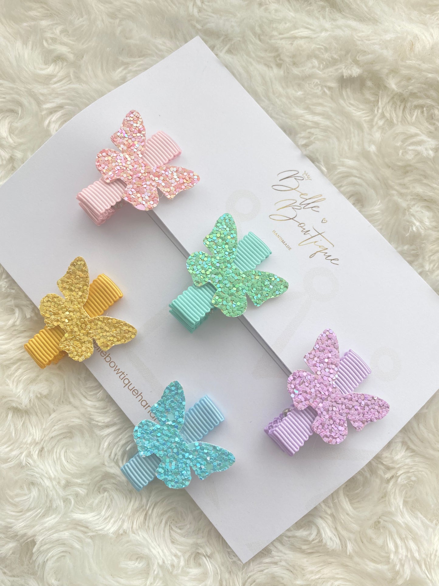 Butterfly Lined Fringe Clips -Pastels