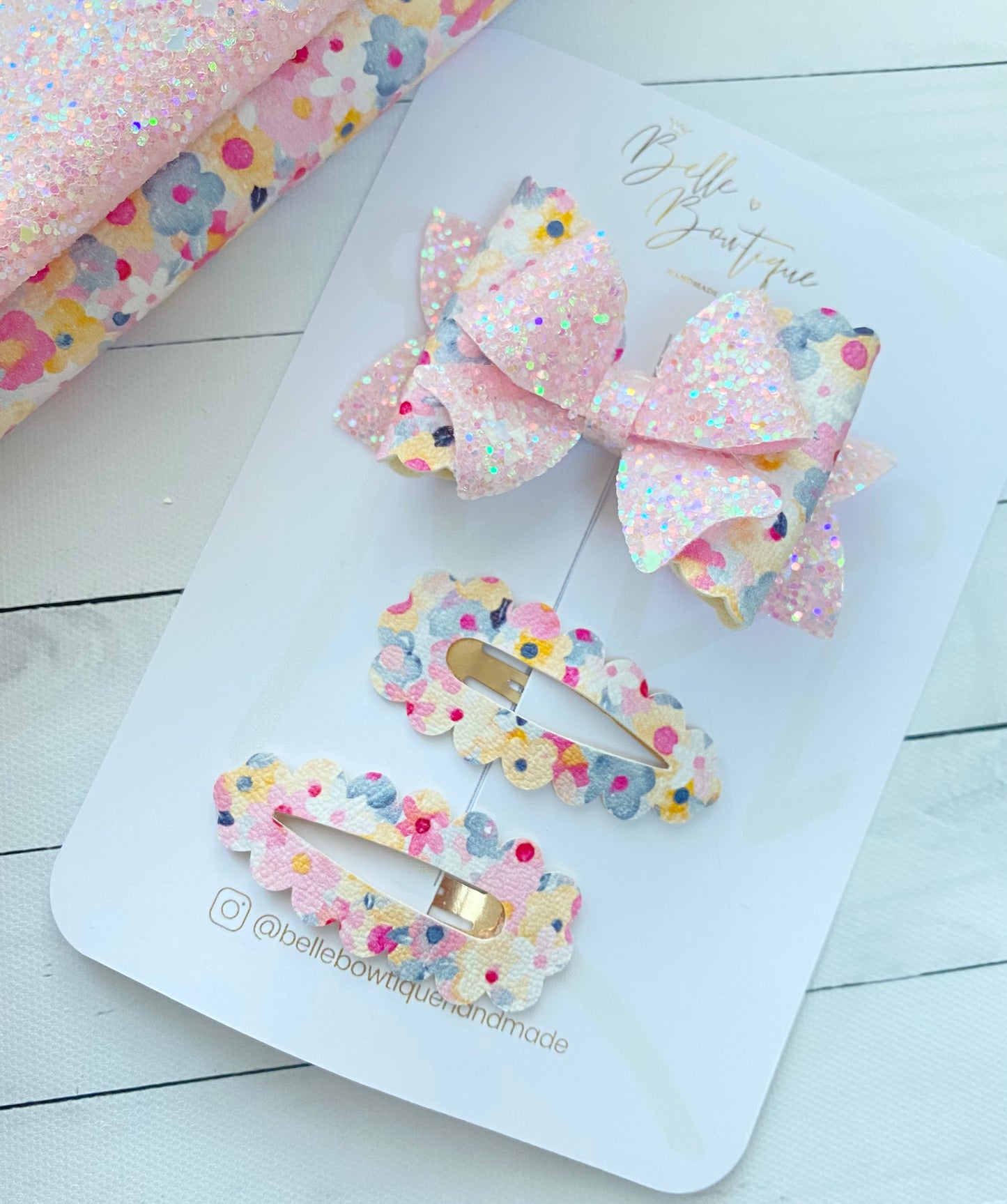 Florals Bow and Clip Set