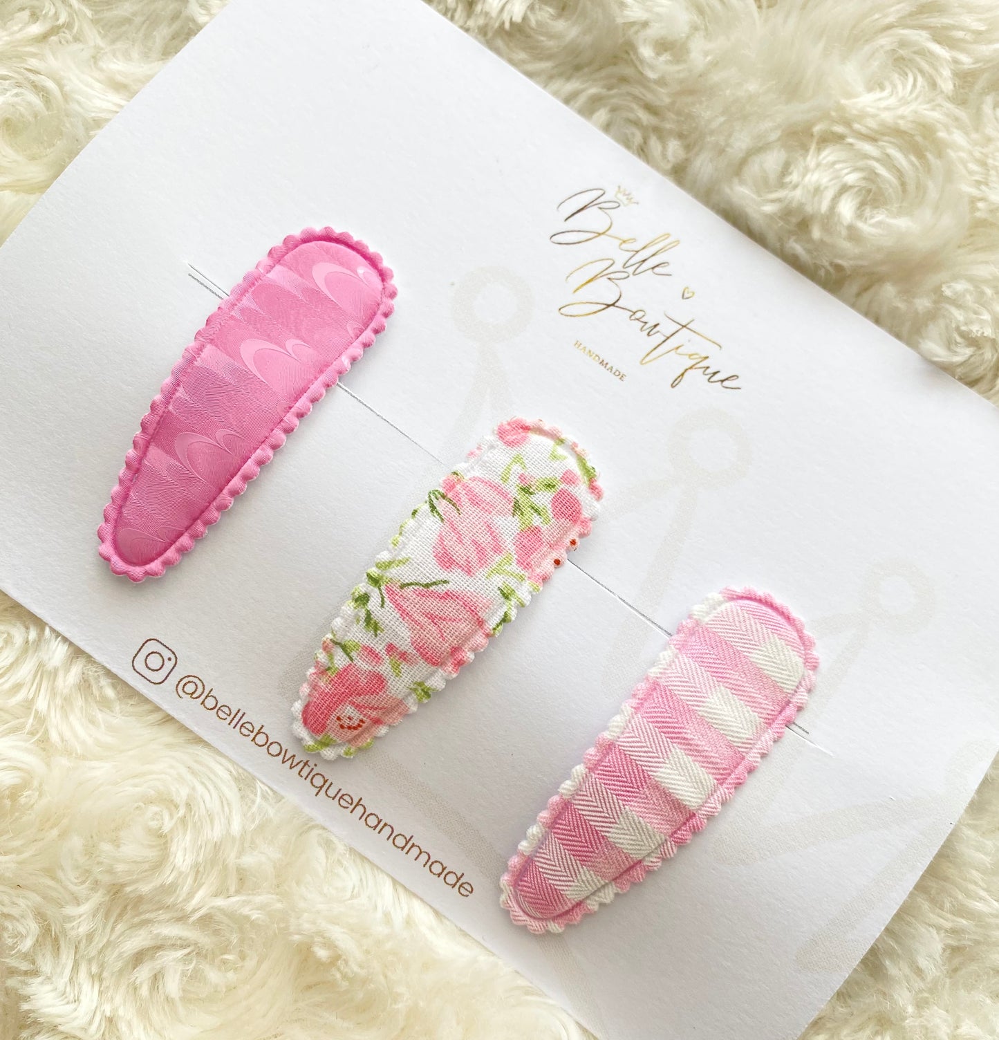 Pink fabric Snap Clip