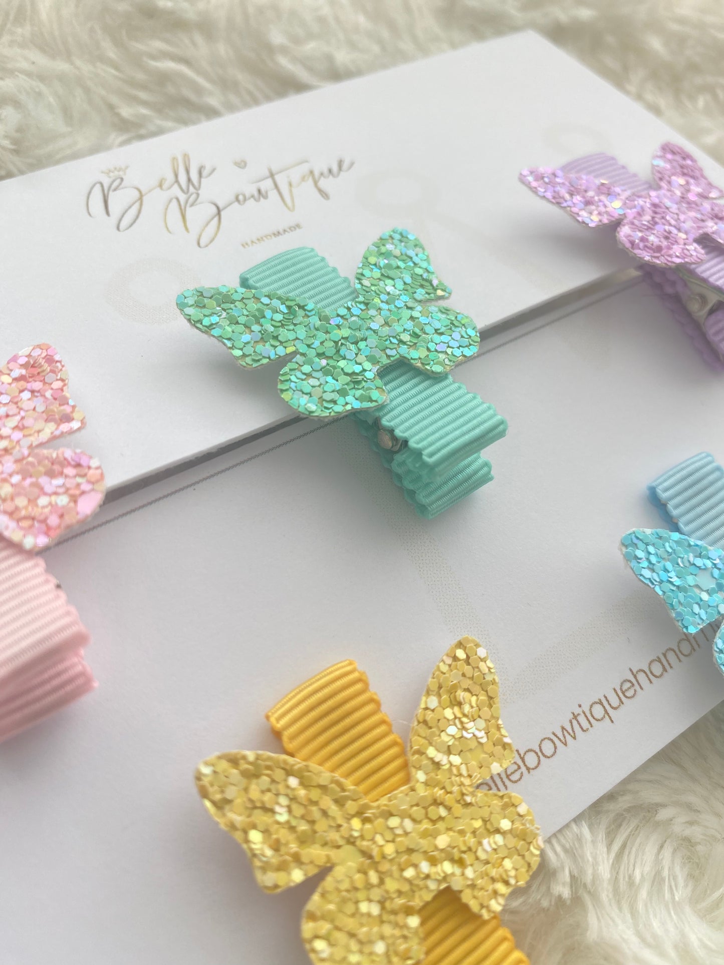 Butterfly Lined Fringe Clips -Pastels