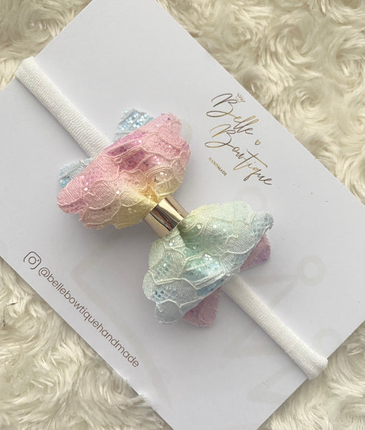 Rainbow Lace Bow Headband