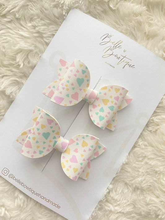 Sweet Heart Pattern Bows -Pair